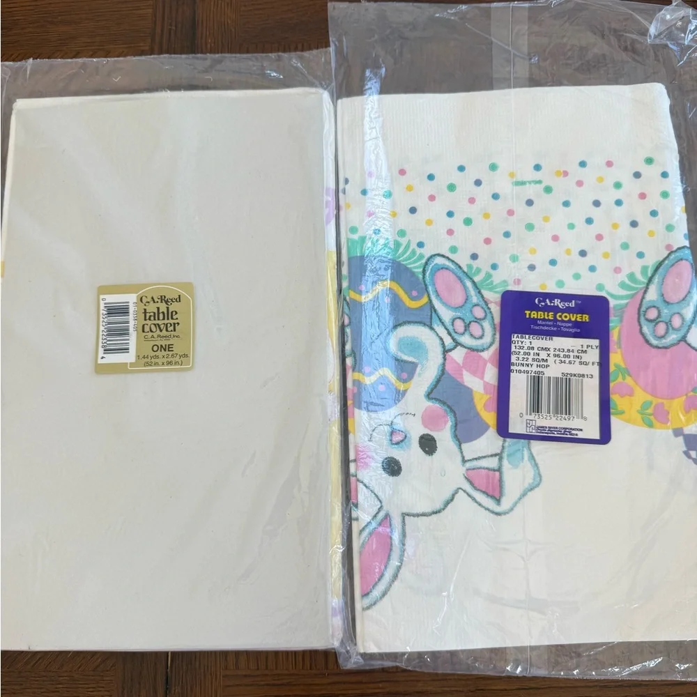 Vintage CA Reed Paper Plastic Table Covers lot‎ of 5 Easter Bunny Egg Basket